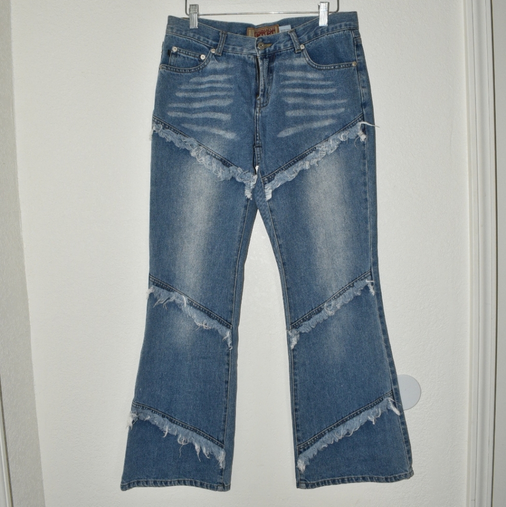 Coco Y2K Medium Wash Fringe Bootcut Jean's